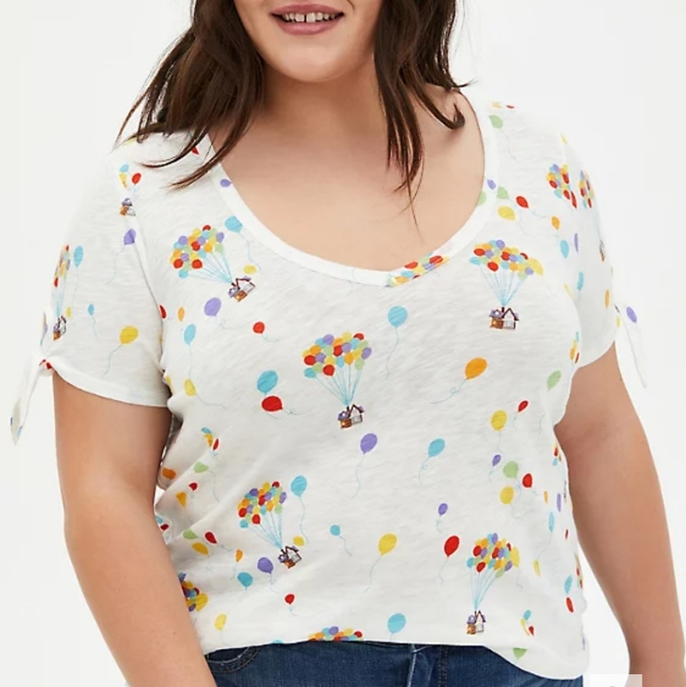 Disney PIXAR UP Colorful Balloon Print Women's Top